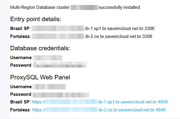 MySQL/MariaDB/Percona Multi-Region Cluster acessos e credenciais