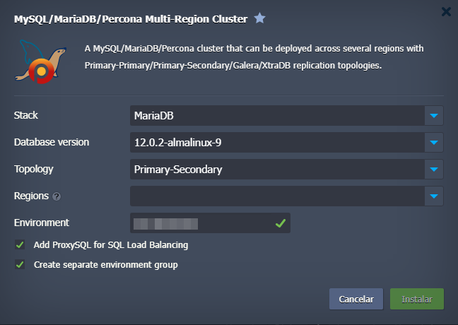 MySQL/MariaDB/Percona Multi-Region Cluster opções de instalação
