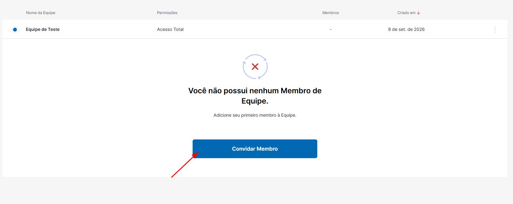 Convidando um novo membro para a equipe