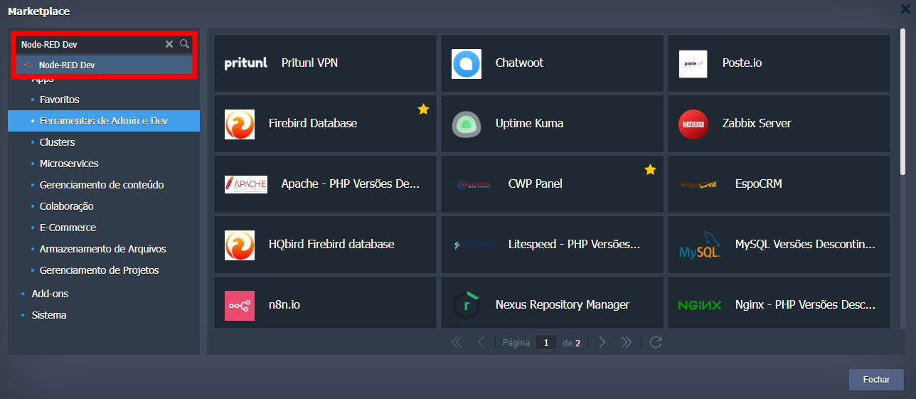 Marketplace Node-RED Dev
