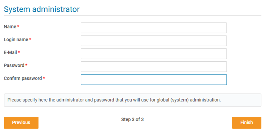 Configuração Administrador