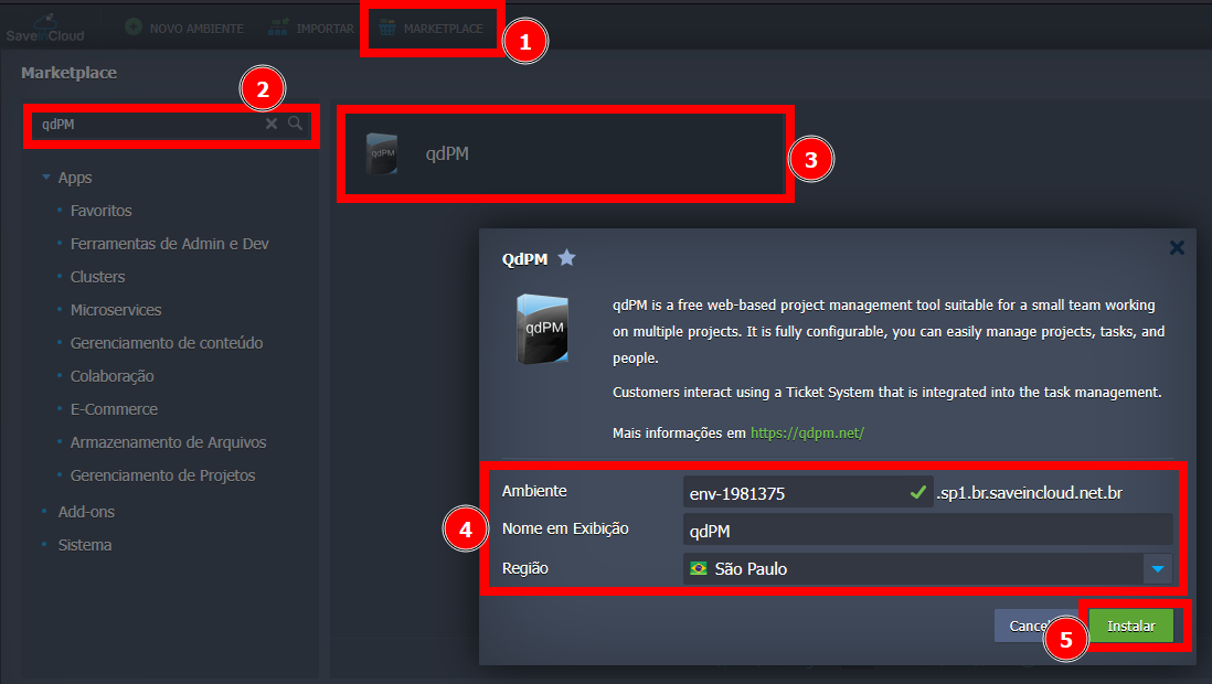 Instalação qdPM via marketplace