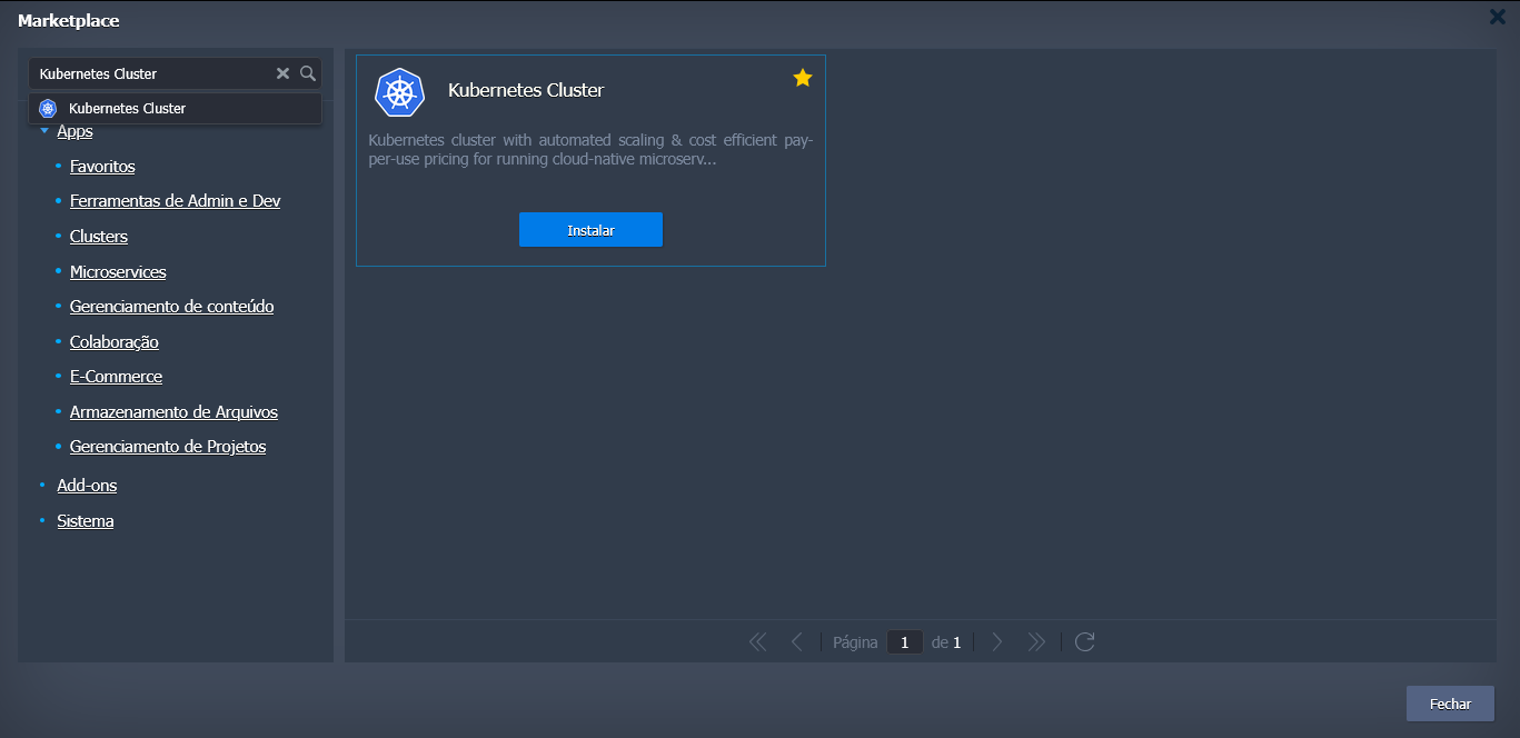 K8s Cluster no Marketplace