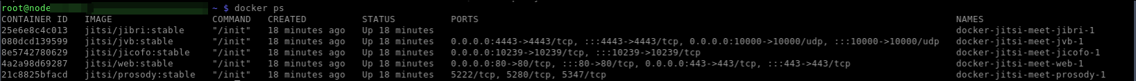 Docker containers Jitsi