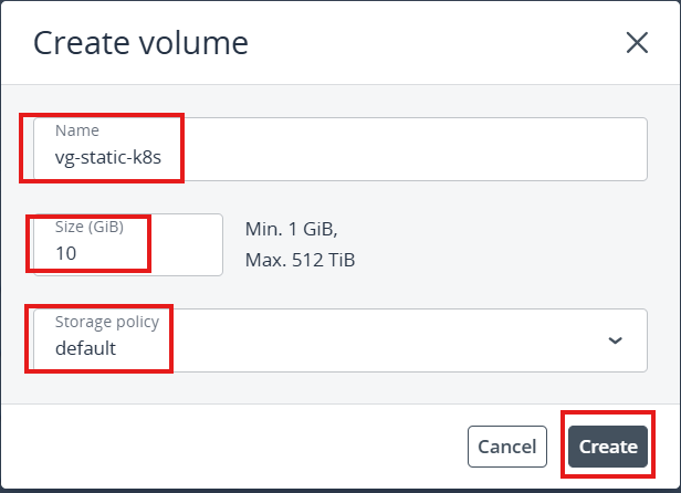 Criacao Volume