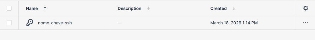 Confirmação de chave SSH adicionada com sucesso na plataforma Nuvion