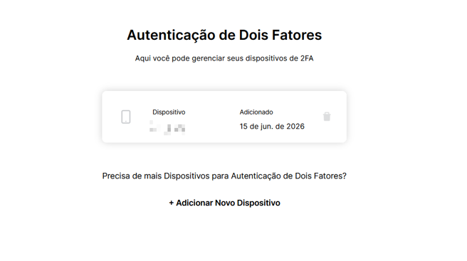 Gerenciamento de dispositivos cadastrados