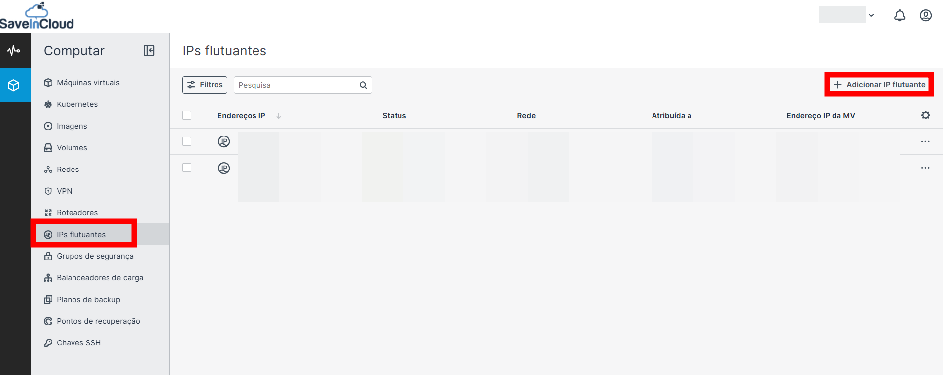 Adicionando IP flutuante