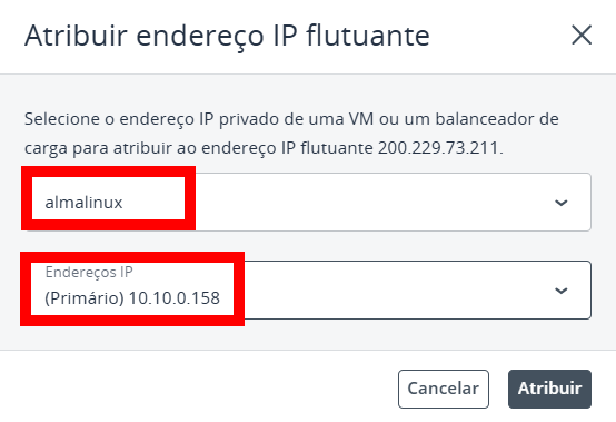 Atribuindo um IP flutuante