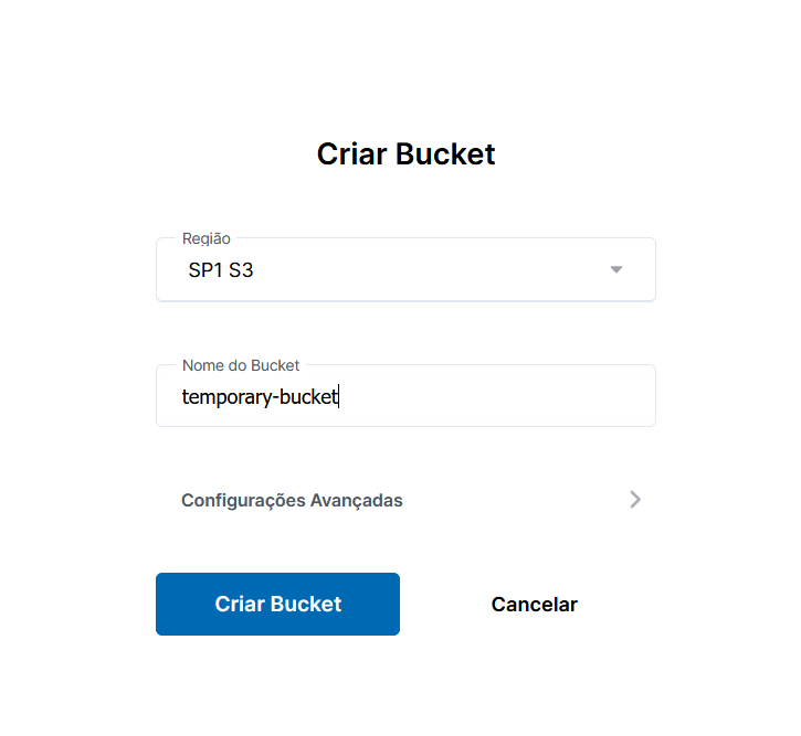 Criando bucket temporário